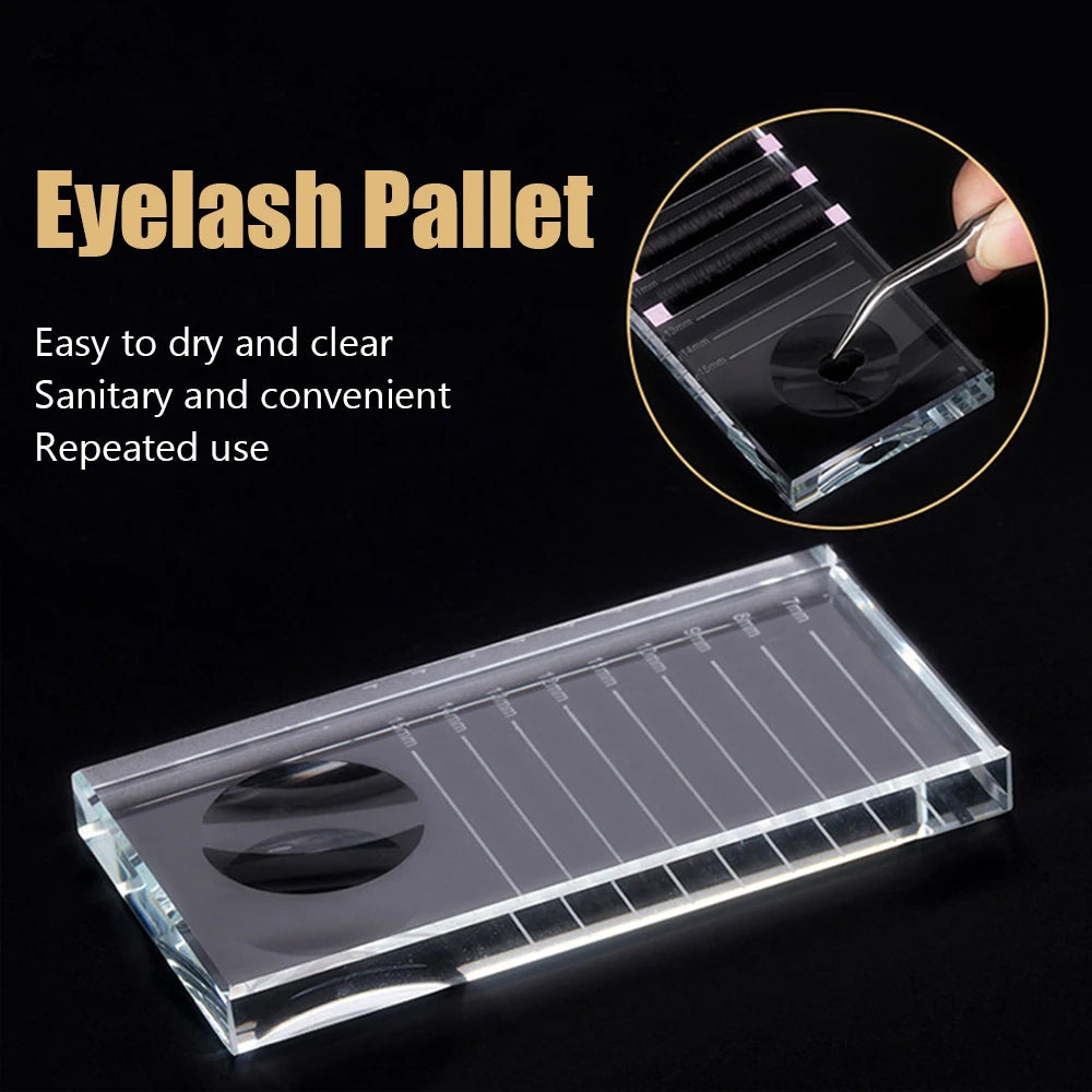 Eyelash Extension Pallet Crystal Glass U Curved/Straight Stand False