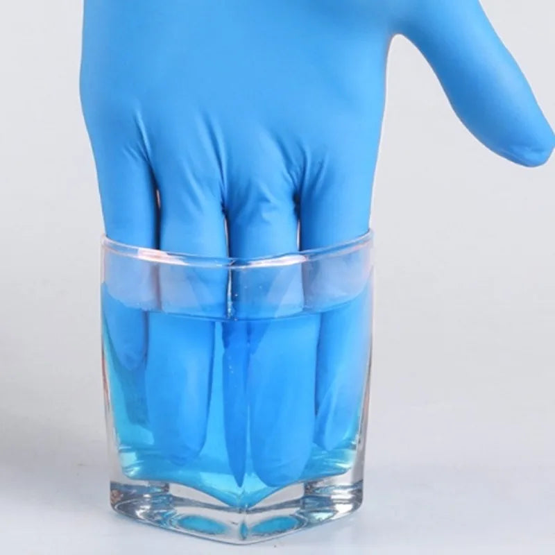 100PCS Disposable Blue Nitrile Gloves Latex